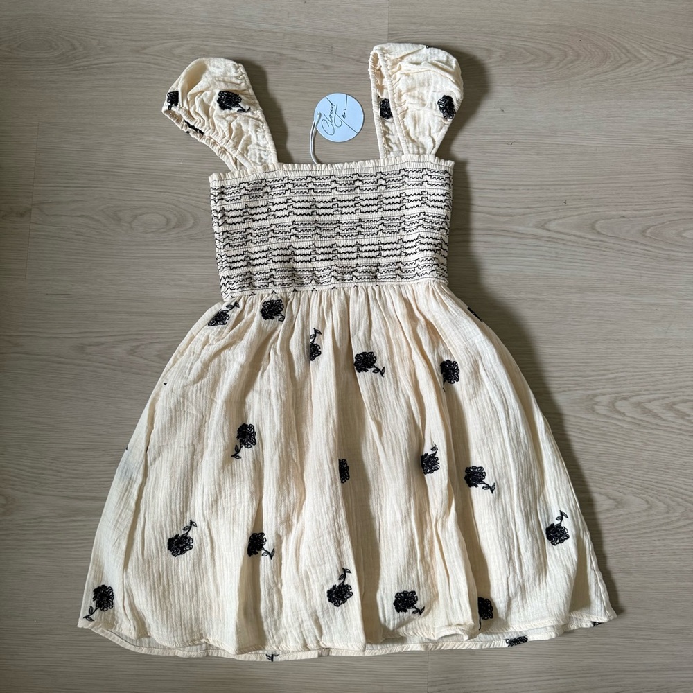 These three embroidered mini dress